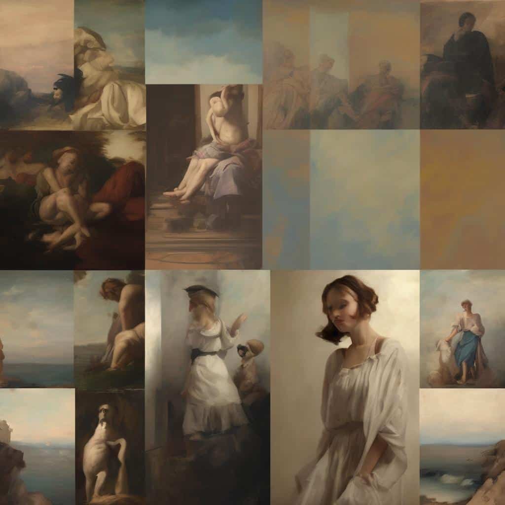 Όψεις αφηρημένης τέχνης και ρεαλιστικών πορτρέτων, εξέφραση πέρα από τη μορφή, εμπνευσμένα από κλασικά και σύγχρονα έργα τέχνης.